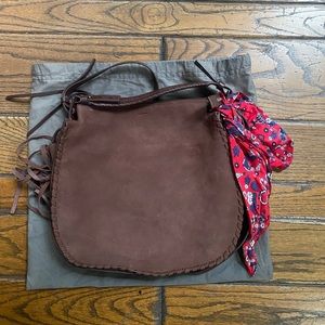 All Saints Large Mori Brown Suede Bag
